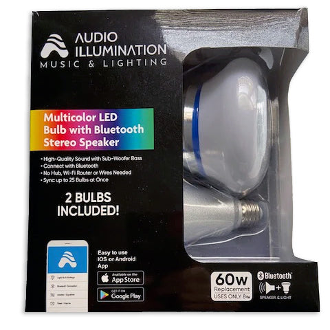 2 Pack LED Bluetooth Synchronized Stereo Light Bulb – Audio